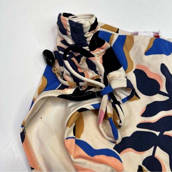 Red Carter Tropical Leaf Print High Rise Bikini bottoms moonstone - L - Picture 4 of 9